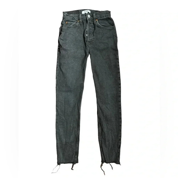 RE/DONE Women's Button Fly Stretch High Rise Ankle Crop Jean Faded Stone Size 24 - Picture 1 of 9